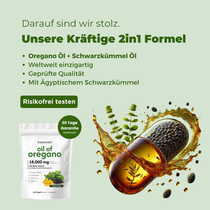Oreganoöl mit Schwarzkümmelöl – 180 Weichkapseln