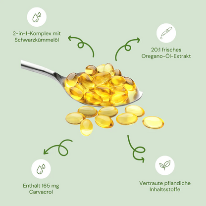 Oreganoöl mit Schwarzkümmelöl – 180 Weichkapseln